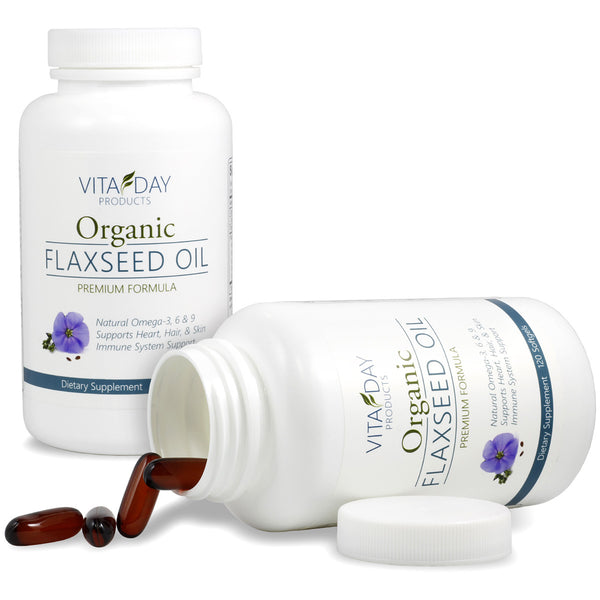 ORGANIC Premium Flaxseed Oil Heart, Hair & Cholesterol Vita Day